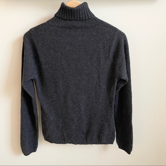 100% Cashmere Turtleneck Sweater In Charcoal Grey Size Large - Picture 3 of 7